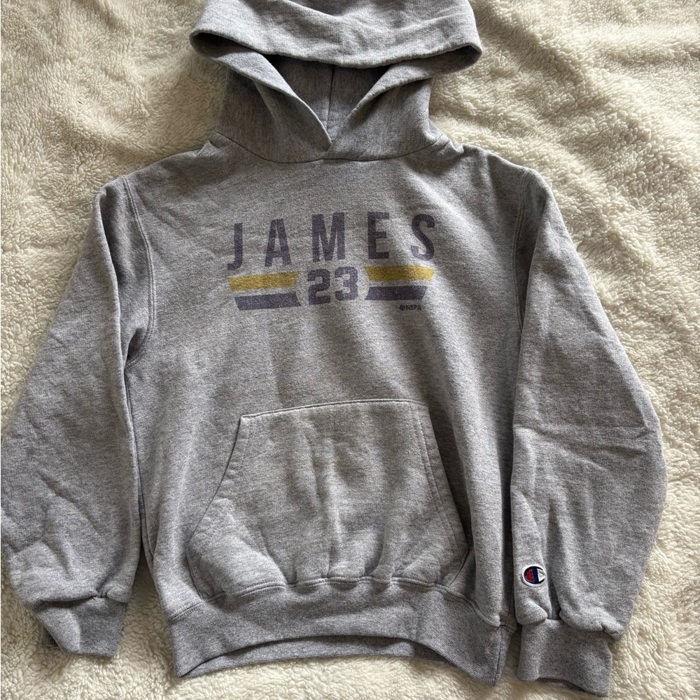 Champion Gray Hoodie with James 23 Print